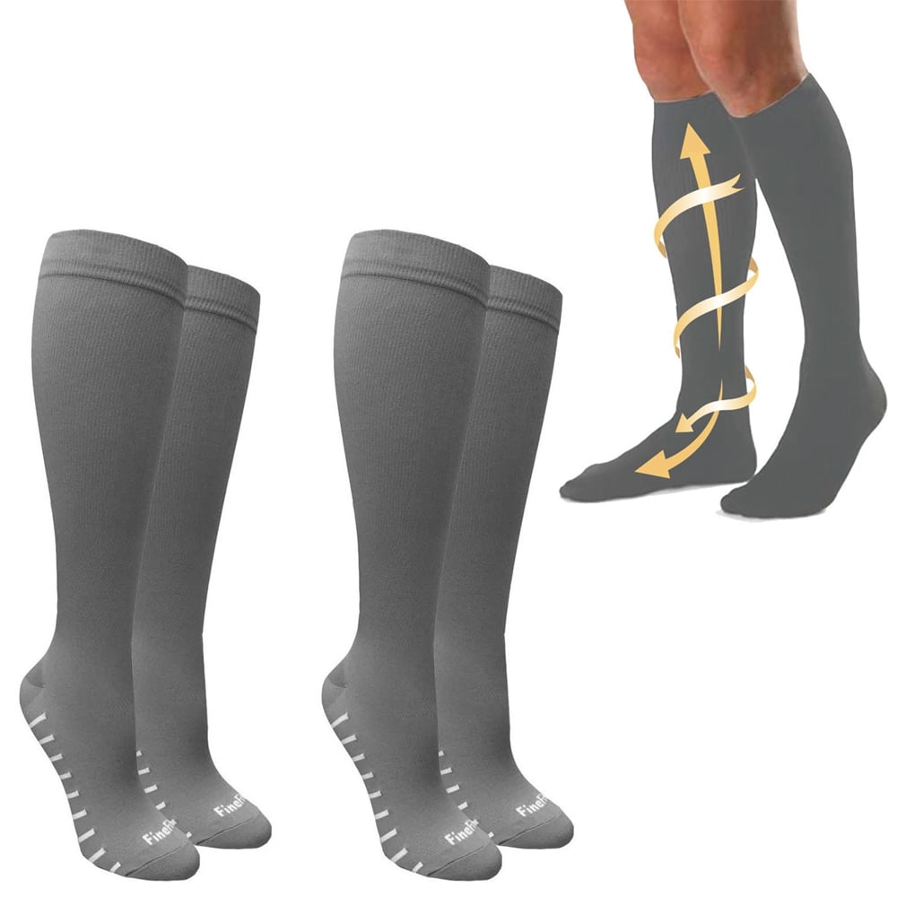 2 Pair Closed Toe 815 mmHg Compression Relief Swelling Socks Pain Grey