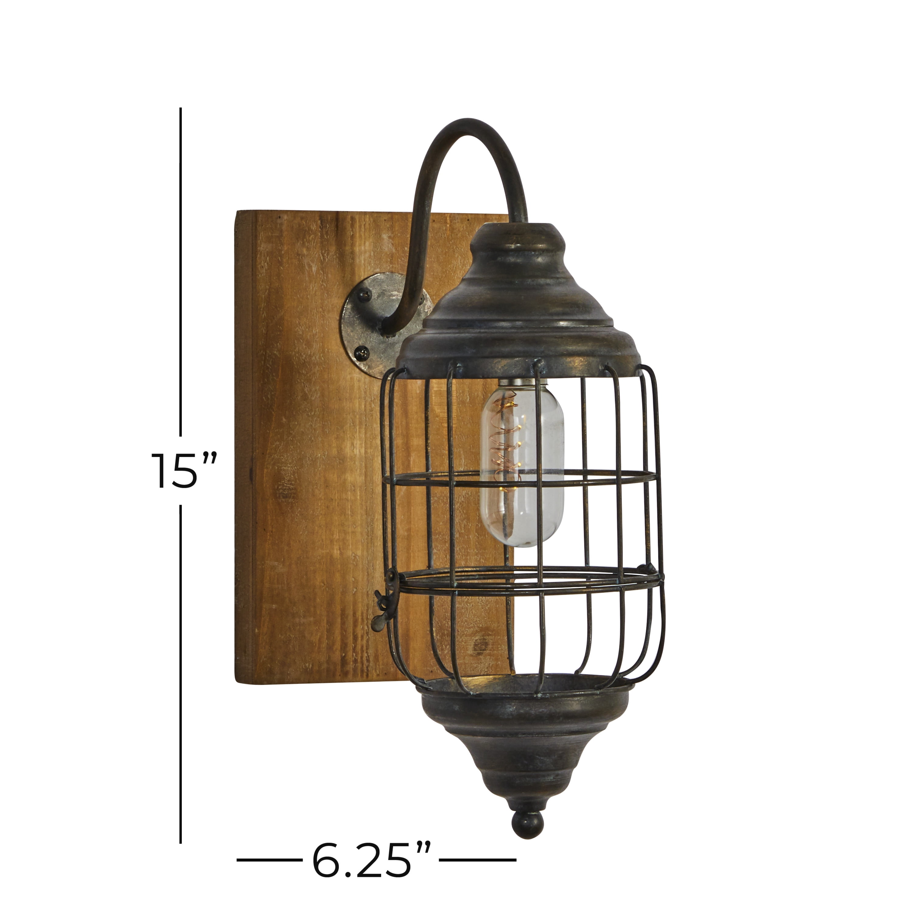 DecMode 6.25"W, 15"H Metal Industrial Candle Wall Sconce, Black, 1 - Piece