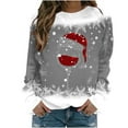 thumbnail image 2 of Haut de Noël LLJS pour Femmes, T-Shirt Imprimé de Mode pour Femmes, Blouse à Manches Longues, Hauts Décontractés à Col Rond, Chandails à Capuchon, 2 of 4