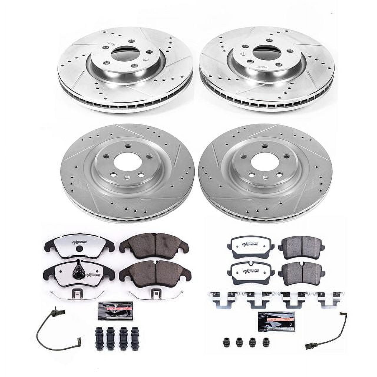 PowerStop Front and Rear Z26 Street Warrior Carbon-Fiber Ceramic Brake Pad and Drilled and Slotted Rotor Kit Fits: AUDI Select Models K8883-26