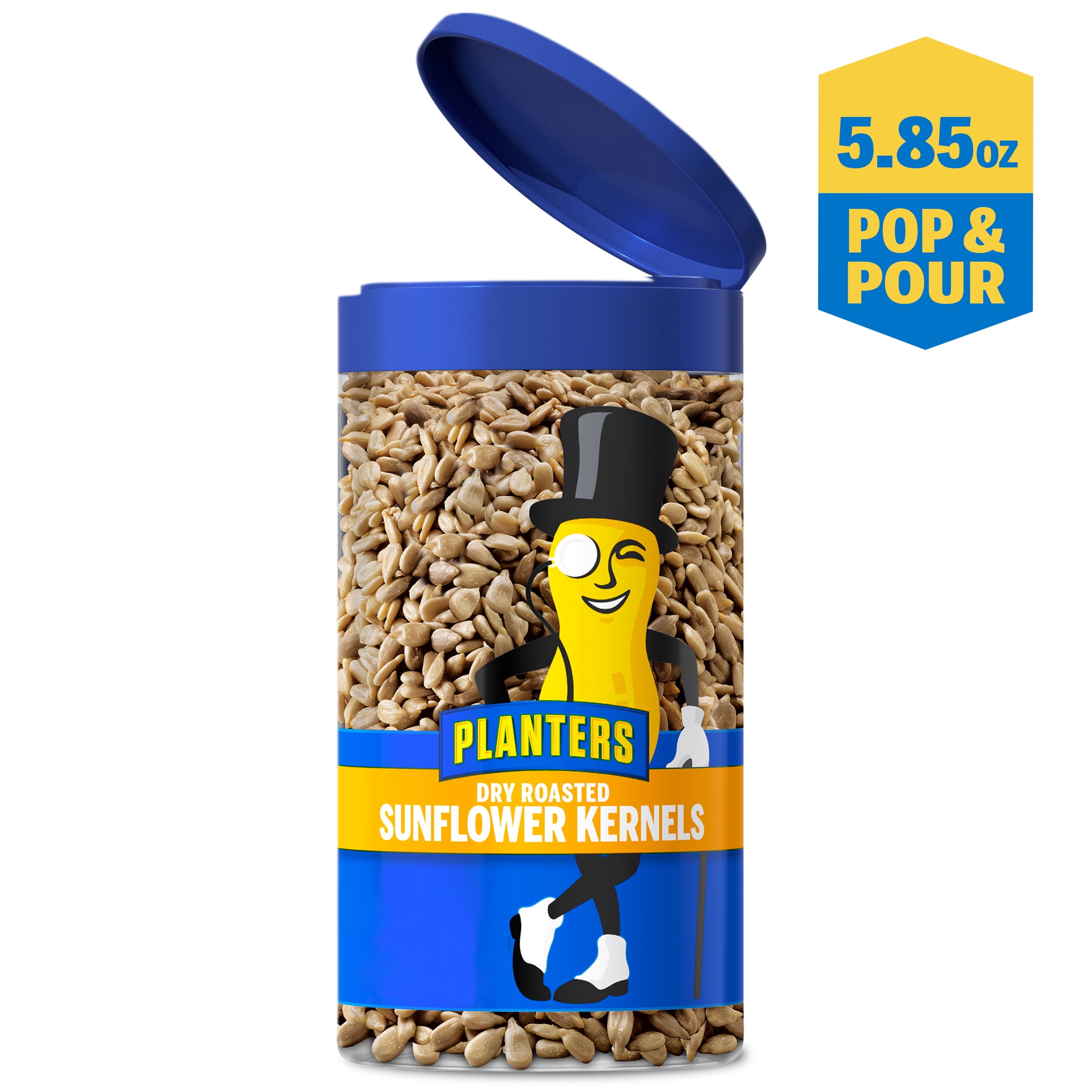 Planters Pop & Pour Dry Roasted Sunflower Kernels, 5.85 oz Jar