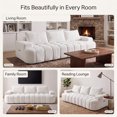 thumbnail image 7 of LUCKHAO 100" Extra Large Curved Front Compressed Sectional Sofa, 3-Seat Boucle Couch, No Assembly Sofa-in-a-Box, White, 7 of 7