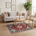 thumbnail image 3 of ODIKA 4'x6' Ultra-Soft Area Rug, Boho Oriental Medallion With Floral Border And Vintage Scrolls None Washable, Bare feet friendly, Silk-Touch for Bedroom Home office, 3 of 7