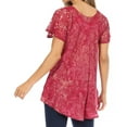 thumbnail image 2 of Sakkas Ash Speckled Tiedye Embroidered Cap Sleeve Blouse Top With Embroidery Hems - Fuchsia - Plus Size, 2 of 5
