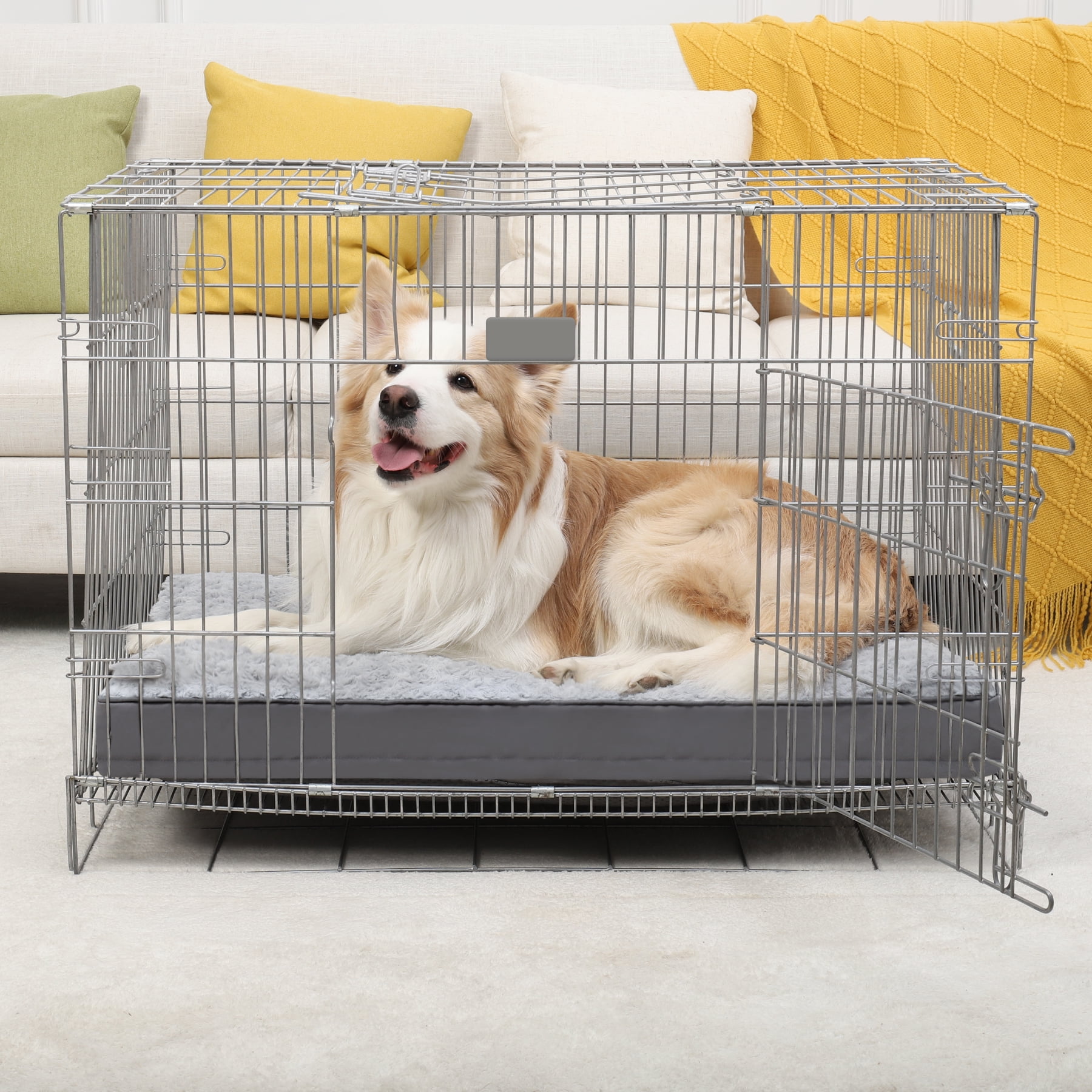 Waterproof Dog Beds for Crates 42" Washable Removable Cover Dog Kennel Pad for Extra Large Dogs
