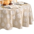 thumbnail image 2 of Elrene Home Fashions Falling Leaves Jacquard Tablecloth, Taupe, 60" x 84" Oval, 2 of 3