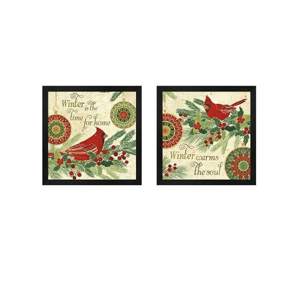 Metaverse Veronique Charron 'Winter Feathers A' Framed Art (Set of 2)