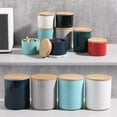thumbnail image 6 of SWEEJAR 5 FLOZ Ceramic Kitchen Canisters, Porcelain Food Canisters Set, Home Container with Airthight Seal Bamboo Lid, Set of 3,Gray, 6 of 6