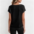 thumbnail image 4 of Fashion Cowl Neck Tops for Women Dressy Casual Short Sleeve Shirts Summer Clothes Outfits Black S, 4 of 5