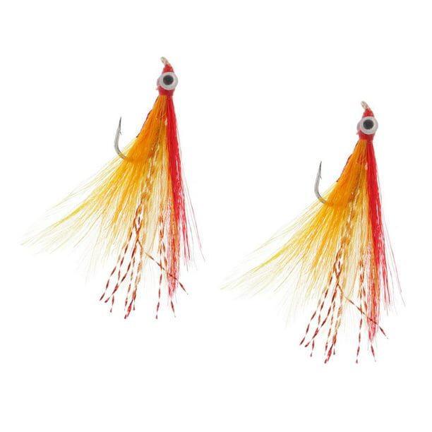 2pc Minnow Fly Fishing Flies Saltwater and Bass Flies Floating -Hook Size 6#  