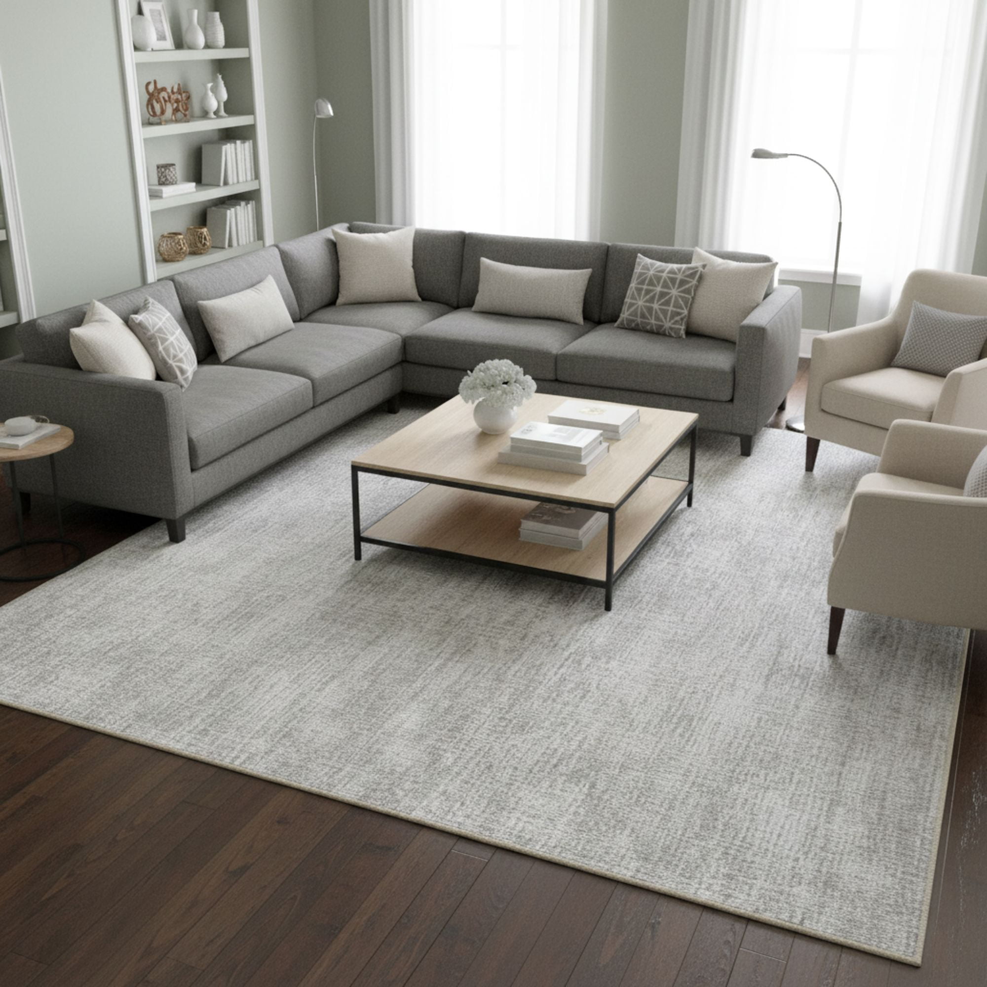 Ottomanson Non-Slip Extra Large Area Rug 7'10" x 25' Low Pile Living Room Carpet, Solid Beige