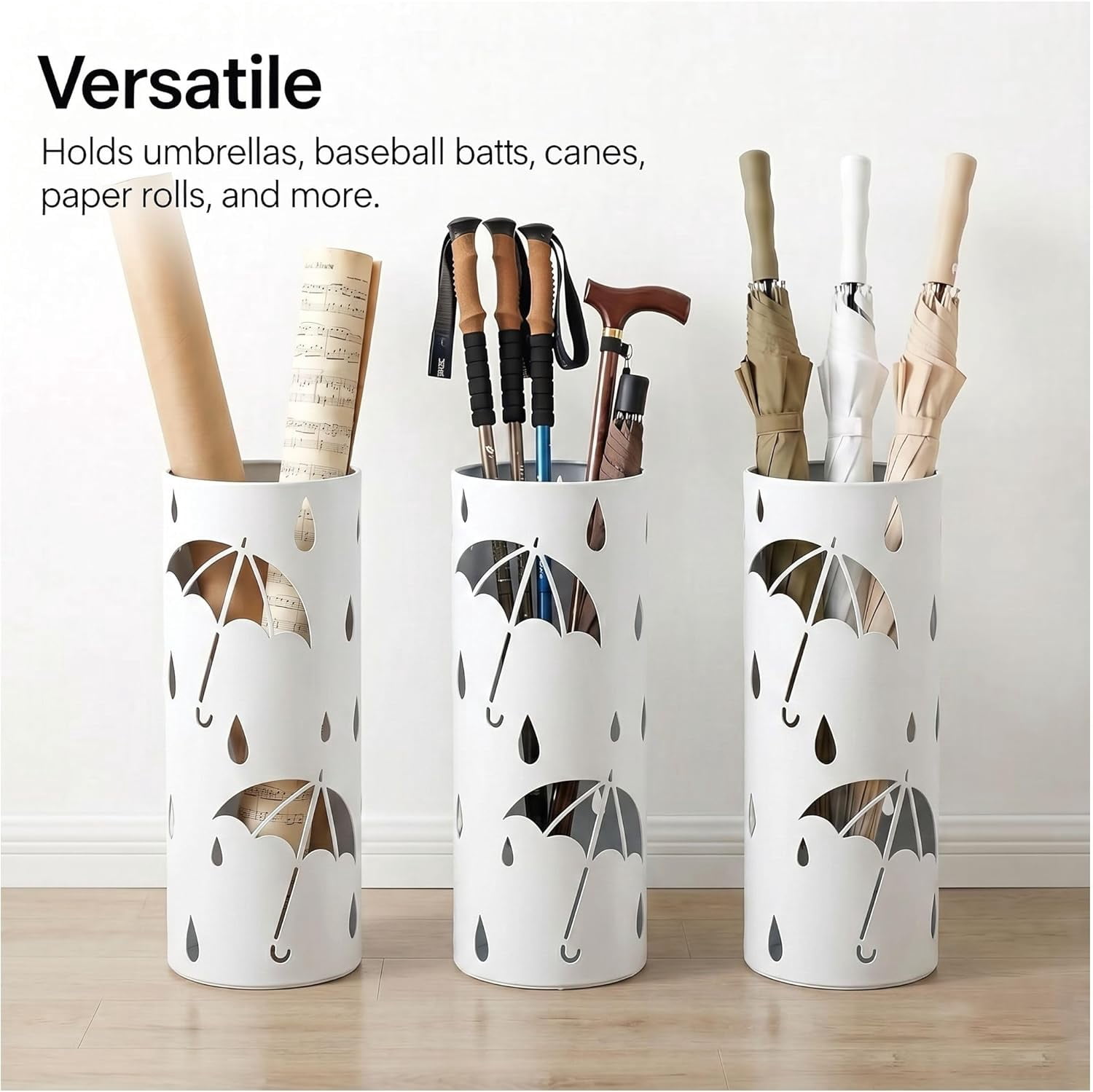 Umbrella Stand Rack for Entryway, Freestanding Round Metal Umbrella Holder, Rain Collection Umbrella Organizer Bin for for Can Walking Stick, Home Office Decor, Hold 4-5 Umbrellas