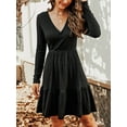 thumbnail image 2 of Cupshe Women's Surplice Neck Flounce Long Sleeve Mini Dress, Sizes XS-XL, 2 of 7