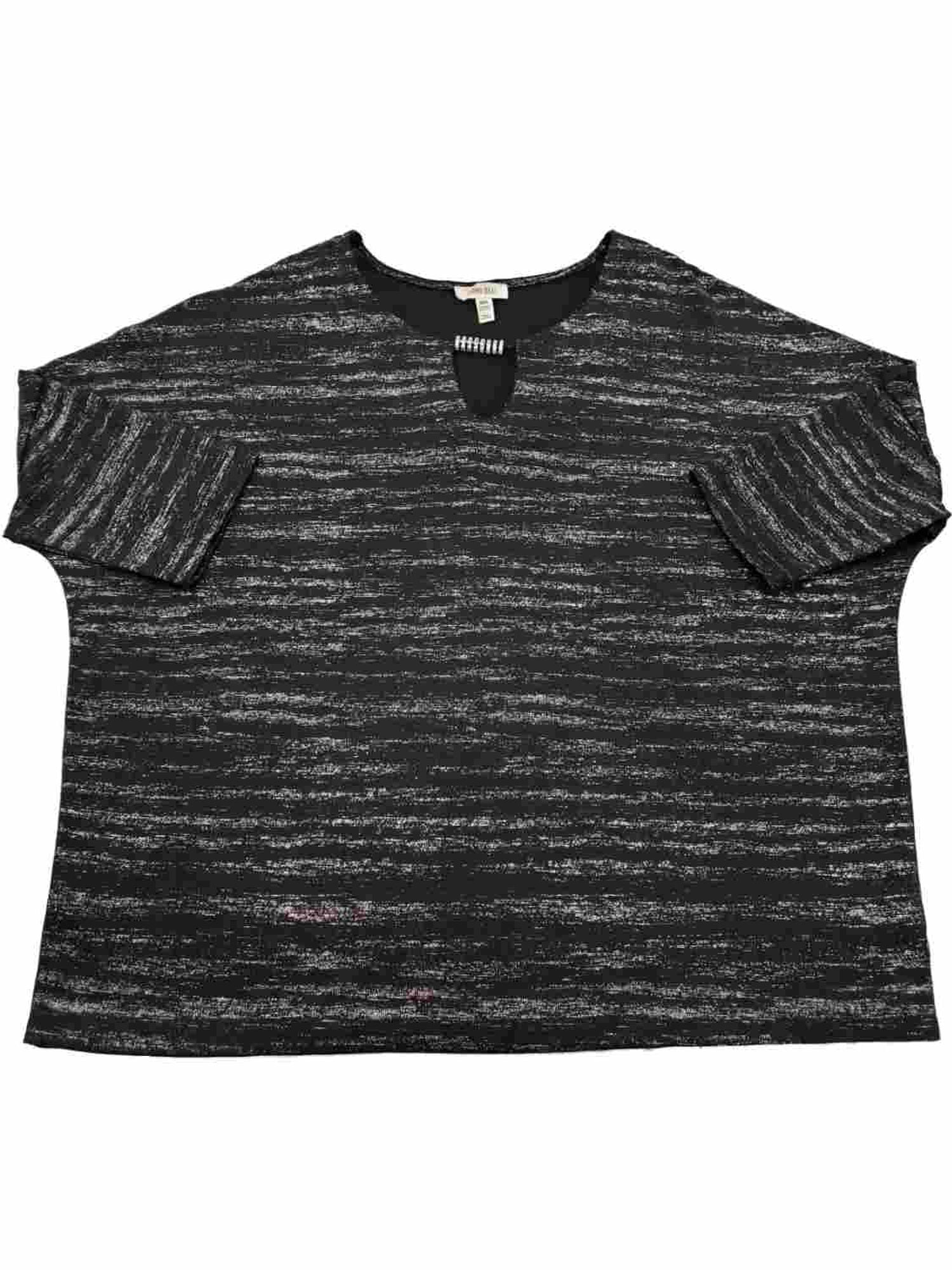Womens Black Silver Sparkle Embellished Neckline Shirt T-Shirt Top ...