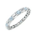 thumbnail image 5 of Mooneye 3mm Round Aquamarine 925 Sterling Silver Eternity Valentines Day Gift Women Ring, 5 of 6