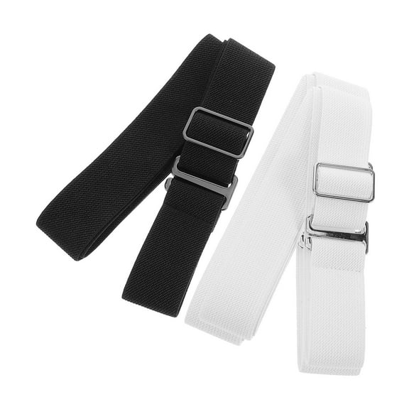 Raindrops 2-Pack Women's Elastic Stretch Belt Adjustable Thin Invisible Belt with Flat Buckle for Jeans Pants White Black
