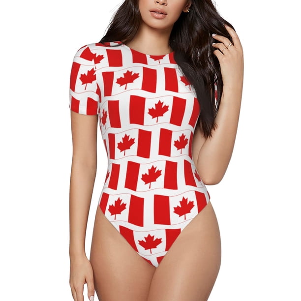 Balery Canada Body de cuello redondo de manga corta para mujer Tops de manga corta Tops básicos-Medium