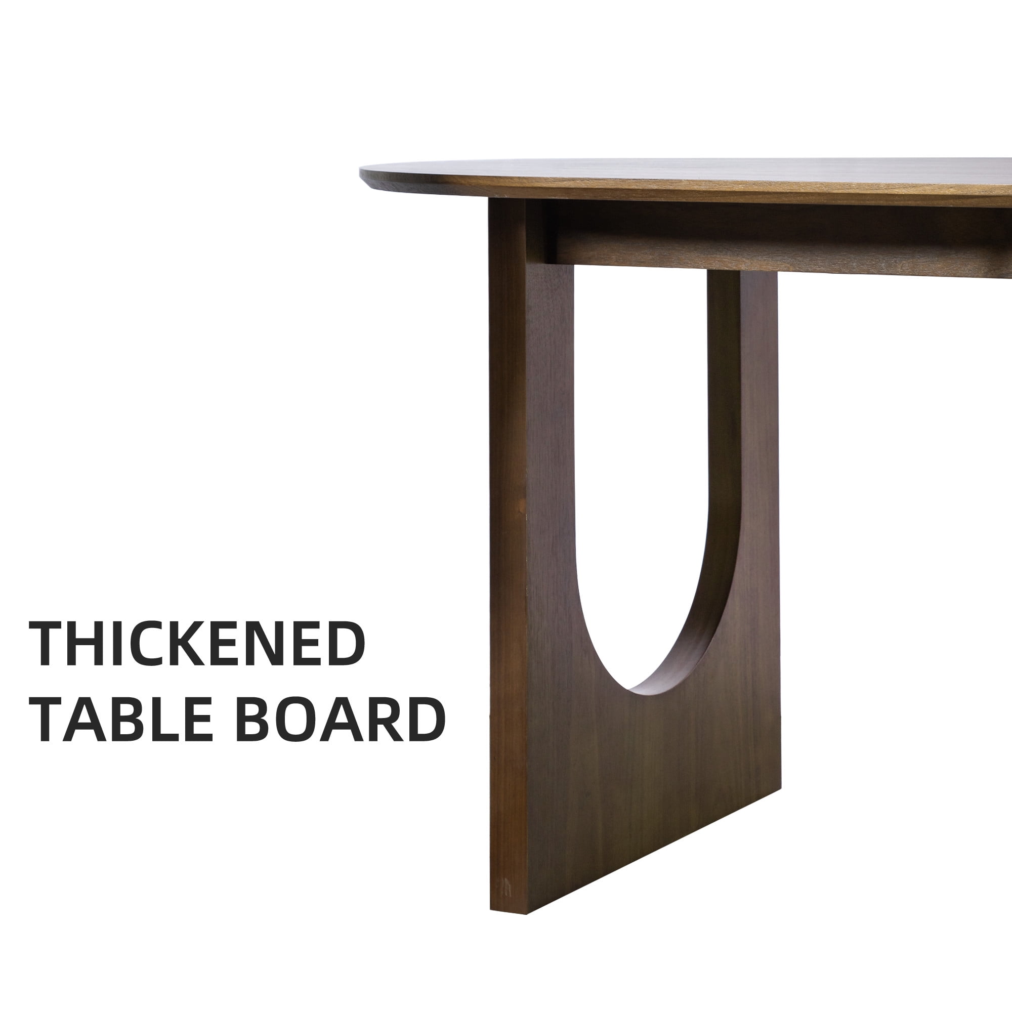 MAYEERTY 79"×40"×30" Walnut Oval Dining Table - Arch-Shaped Legs, Classic Tone for Home Decor