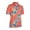Coral Orange/Aruba Blue, variant on Monterey Club Men's Aloha Print Golf Polo Shirt #1538