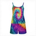 thumbnail image 5 of Dianli 2PC Women Tie Dye Two Piece Short Sleeve Lapel Shirt With Elastic Waist Shorts Casual Printed Lounge Sleepwear Set Lightweight Breathable Soft Blend Home Wear Comfortable, 5 of 6