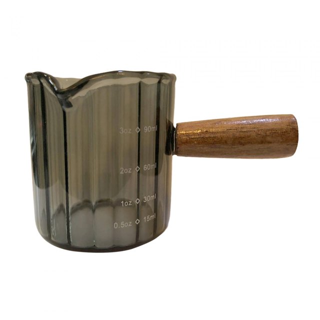 DOLITY Coffee Milk Mug Butter Warmer Pot Milk Frothing Pitcher Heat Resistant with Wood