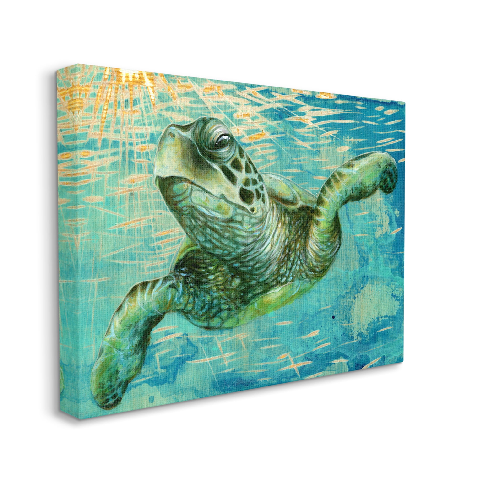Stupell Industries Turtle & Abstract Rays Animals & Insects Painting Gallery Wrapped Canvas Art Print Wall Art, 30 x 24