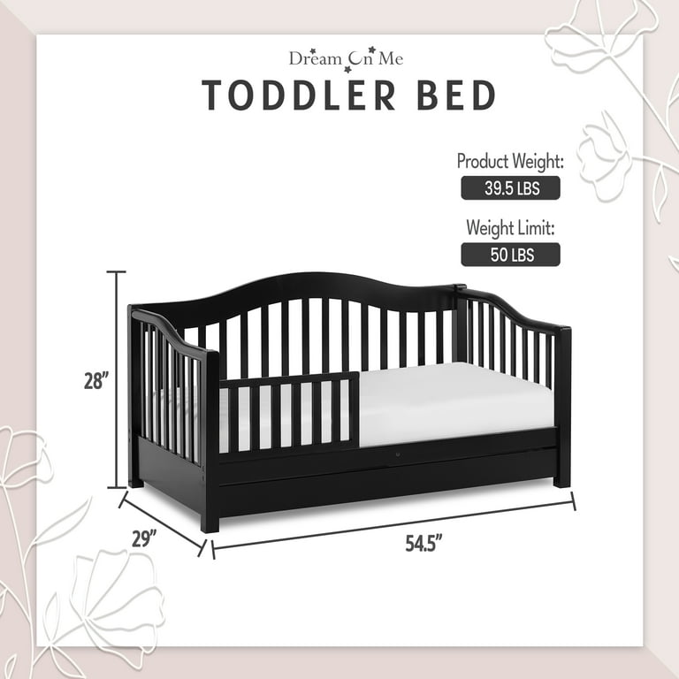 Dream on Me Toddler Day Bed with Storage Black