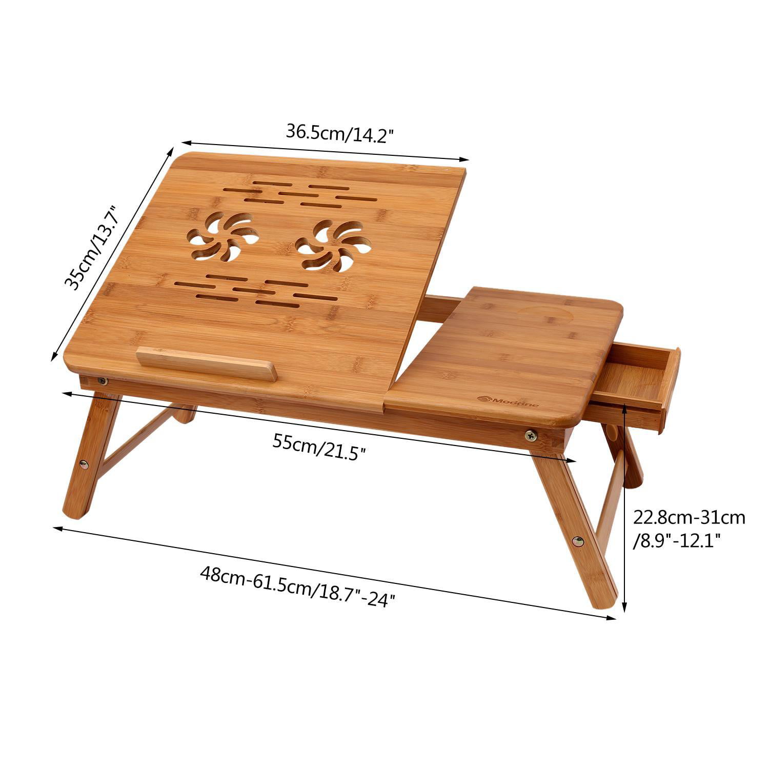 Details about   Adjustable Bamboo Laptop Computer Desk Bed Sofa Stand Portable Tray With Drawer 