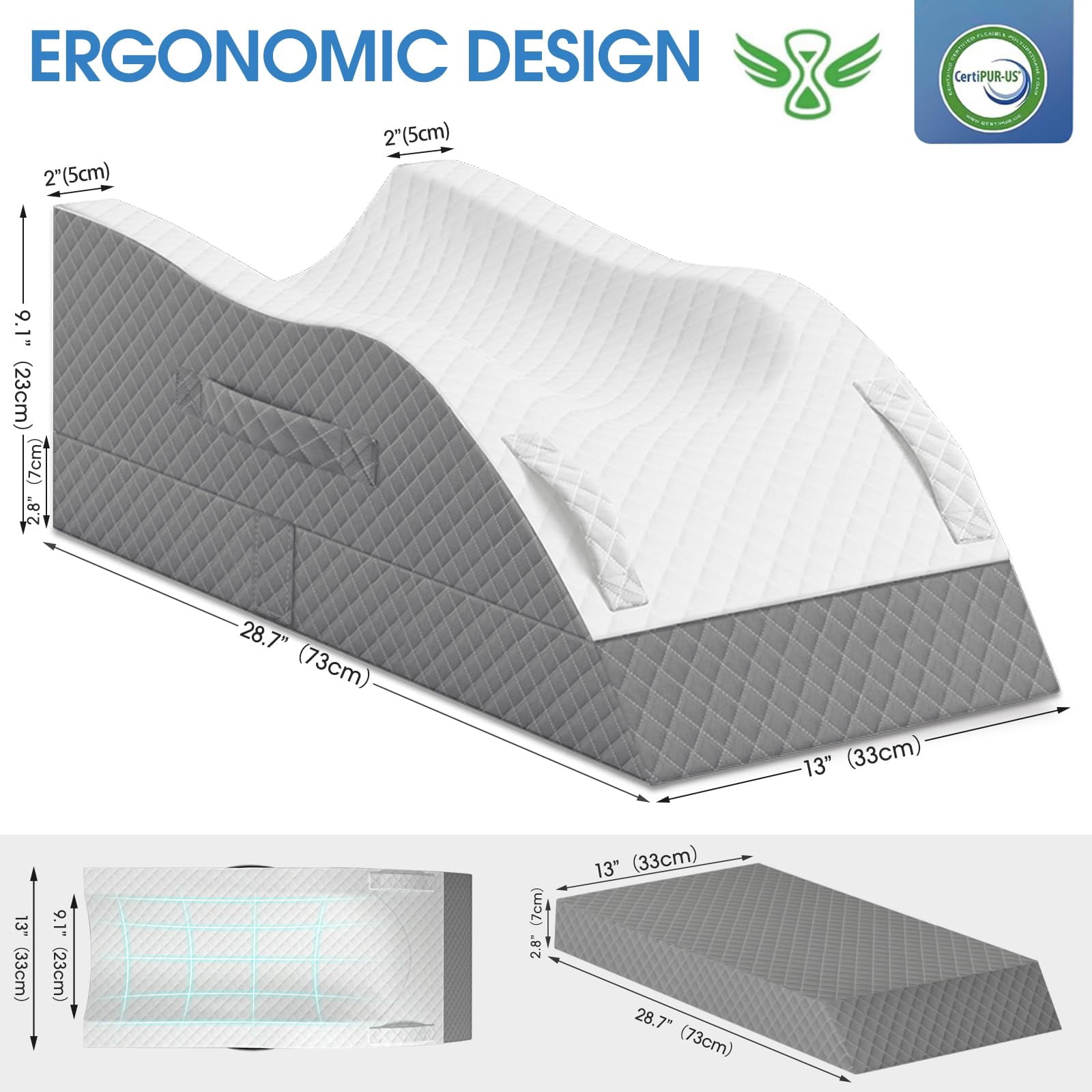 Elevation Pillows For Leg After  Memory Foam Adjustable Wedge Pillow Injury Or Rest Ankle Sleeping Grey