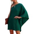 thumbnail image 2 of Txlixc Vestido corto de fiesta de club de verano con manga de murciélago suelta de un hombro para mujer Txlixc Sexy, 2 of 4