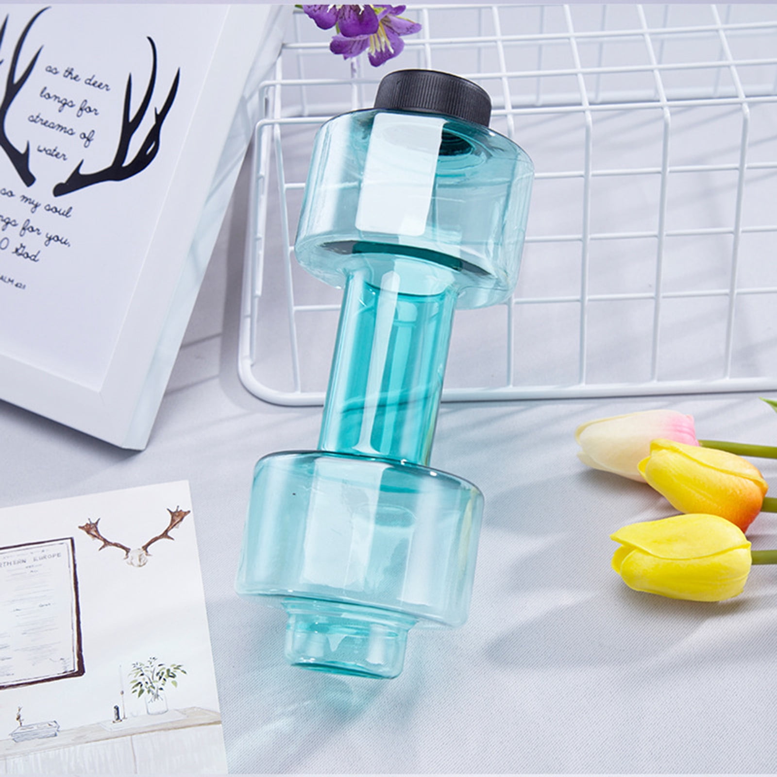 Fitness Dumbbells Weight Strong Water Drinks Bottle 550ml Green