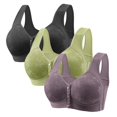 thumbnail image 1 of Hemlock Front Button Plus Size Bras, Front Button Plus Size Vest Bra, Wireless Thin Design, Polyester Fiber Material, Full Coverage, Black Vest Style Bras, Black 5XL, Size S-5XL, 1 of 6