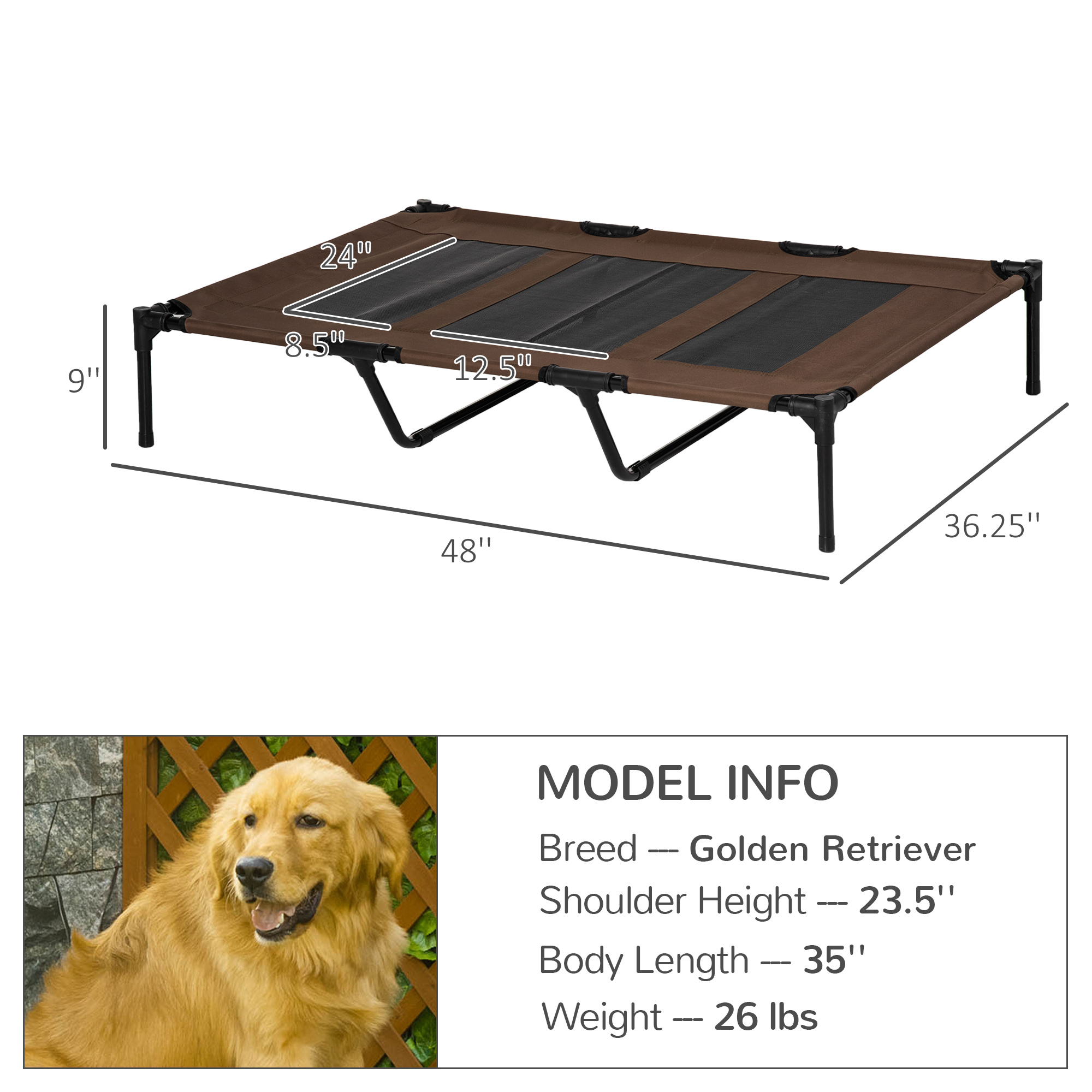 PawHut Elevated Breathable Dog Bed with Carry Bag photo 7