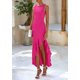 thumbnail image 4 of Vestido largo PRETTYGARDEN para mujer, verano 2025, con volantes, rosa y rojo, 4 of 9