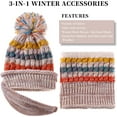 4PCS Fleece Lined Winter Hats for Women Knit Beanie Hat Scarf Mask