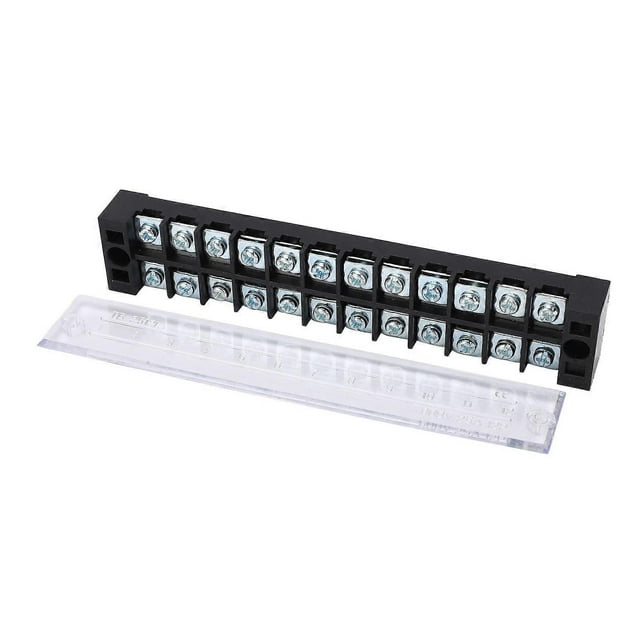 2PCS Dual Row Screw Terminal Strip Fixed High Current Terminal Blocks with Cover 600V 25A 12 Position (2512)