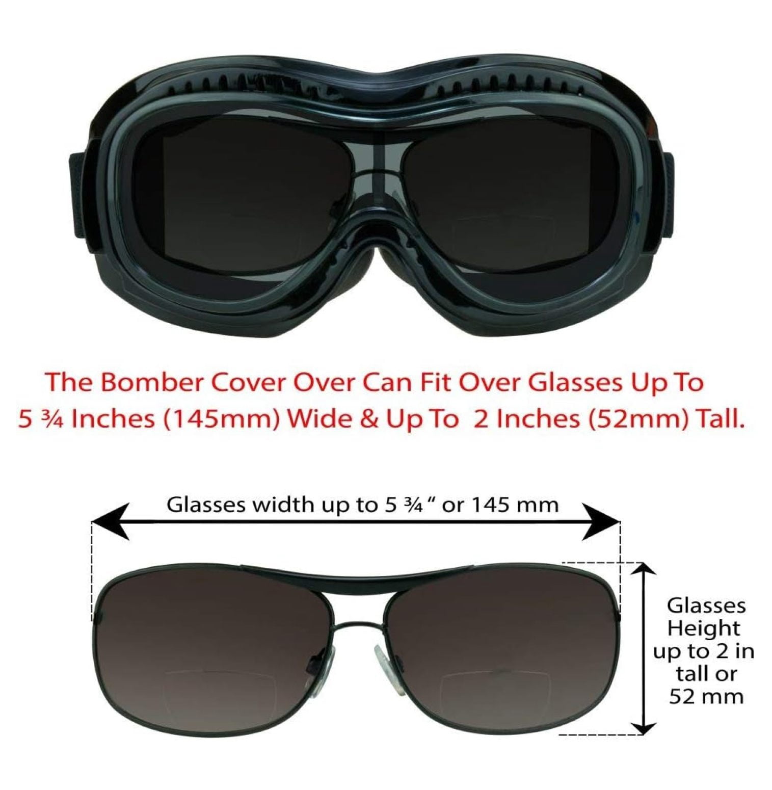 Fit Over Goggles for Eye-Glasses Motorcycle Riding Cycling Skiing Sky Diving Outdoor Work