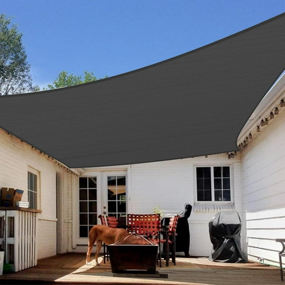 Rectangular Breathable UV Block Sun Shade Sail Outdoor Covering Cloth for Deck, Backyard, 16'X20', Dark Grey (Customized Available)