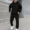 thumbnail image 3 of Mens 2 Piece Set Sweatsuit Spring Hoodies and Sweatpants Sets Jogging Workout Athletic Tracksuit Black L, 3 of 4