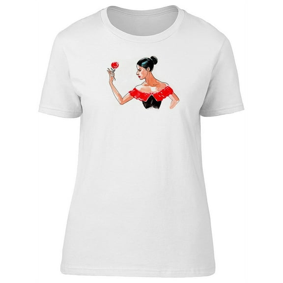 Flamenco Dancer With A Red Rose T-Shirt Women -Image by Shutterstock, Female Large