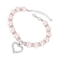 thumbnail image 4 of GOOHOCHY Collar para mascotas con colgante de corazón de cristal, collar para gatos y perros, joyería con perlas brillantes, talla S (rosa), 4 of 8