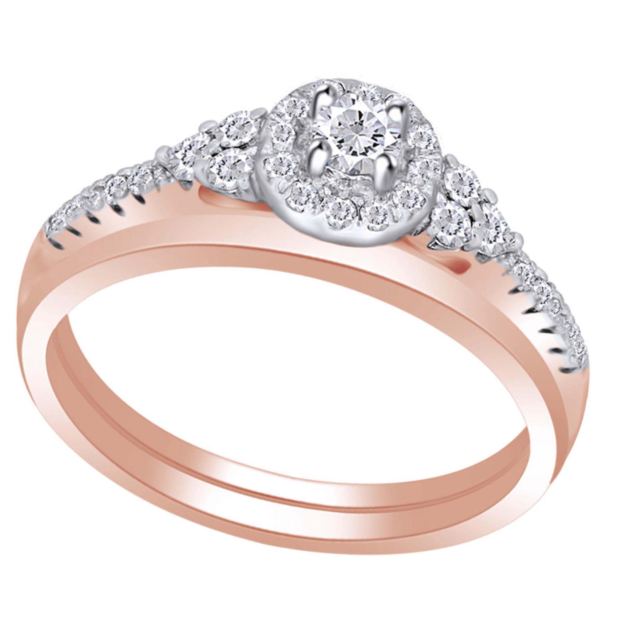 Diamond Wedding Band in 10K Pink Gold 1/10 cttw, G-H,I2-I3 Size-5 