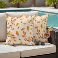 thumbnail image 4 of Orange Leaves Fall Outdoor Waterproof Pillow Covers, Birds Branches Pine Cones Decorative Square Throw Pillowcase Sofa Cushion Sham for Patio/Couch/Chair, 24"x24" 2 Pack, 4 of 8