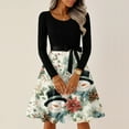 thumbnail image 2 of Christmas Dresses for Women Women's Casual Fashion Round Neck Long Sleeve Christmas Printed Party Vintage Long Dresses for Holiday Gathering,Black,L, 2 of 7