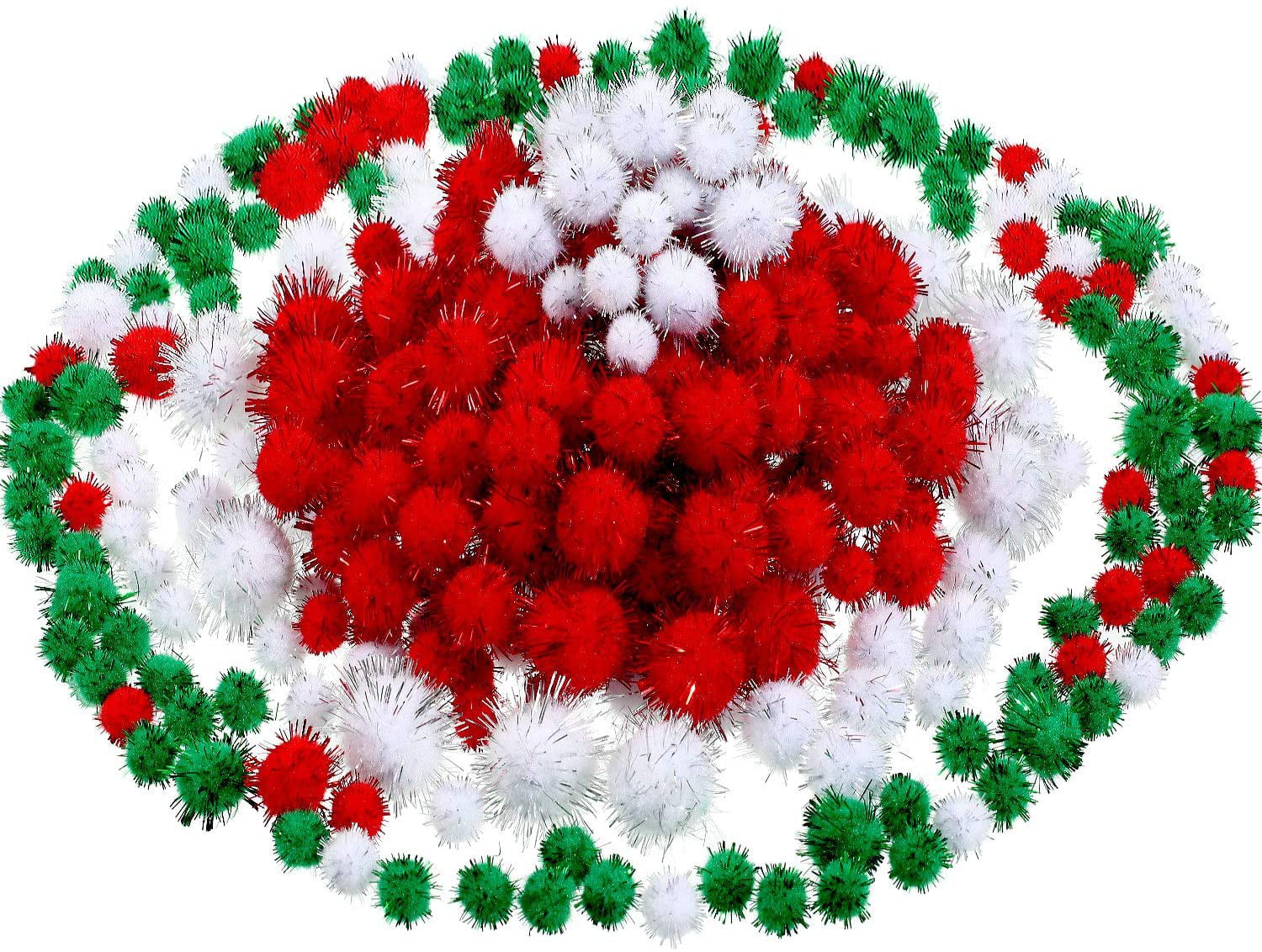 500 Pieces Christmas Pom Assorted Glitter Pom Poms for Christmas DIY Crafts Party Decorations, 3 Colors - Walmart.com