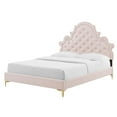 thumbnail image 1 of Tufted Platform Bed Frame, Queen Size, Velvet, Pink, Modern Contemporary Urban Design, Bedroom Master Guest Suite, 1 of 10