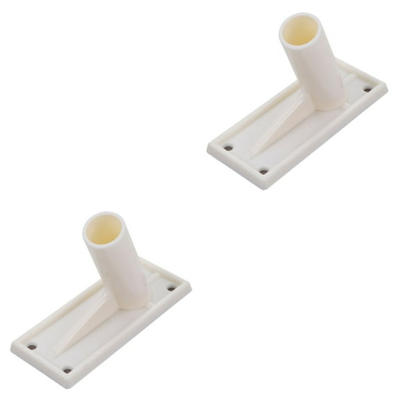 2 Pieces Deck Mount Flag Pole Holder Heavy Duty Flagpole Bracket Hooks Fishing White