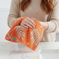 thumbnail image 4 of Unique Bargains Cotton Soft Absorbent Leaf Pattern Towel Orange 1pc 29" x 13", 4 of 8