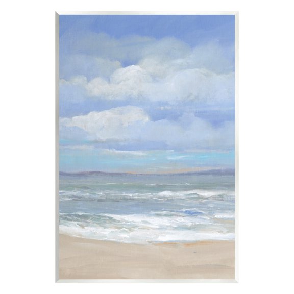 Stupell Cloudy Ocean Bay Shoreline Landscape Painting Wall Plaque Unframed Art Print Wall Art