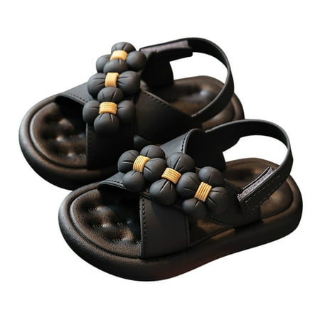 

Aayomet Kids Printcess Girls Summer Shoes Toddler Sandals Flower Beach Girls Sandals Kids Water Shoes Black 4.5 Years